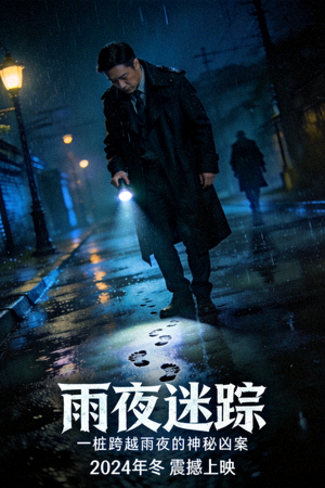 悬疑惊悚片海报 - 侦探在雨夜调查神秘案件